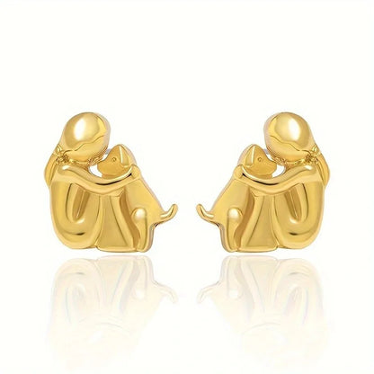 Pendientes de Abrazo en Dos Tonos Plata y Oro