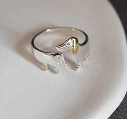 Anillo de Dachshund en Plata de Ley 925