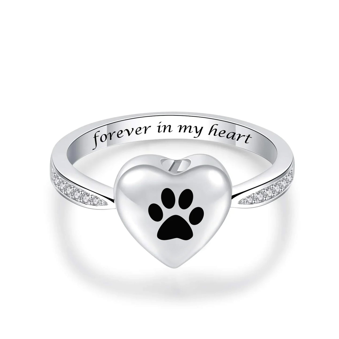 Anillo Urna de Corazón y Huella de Pata