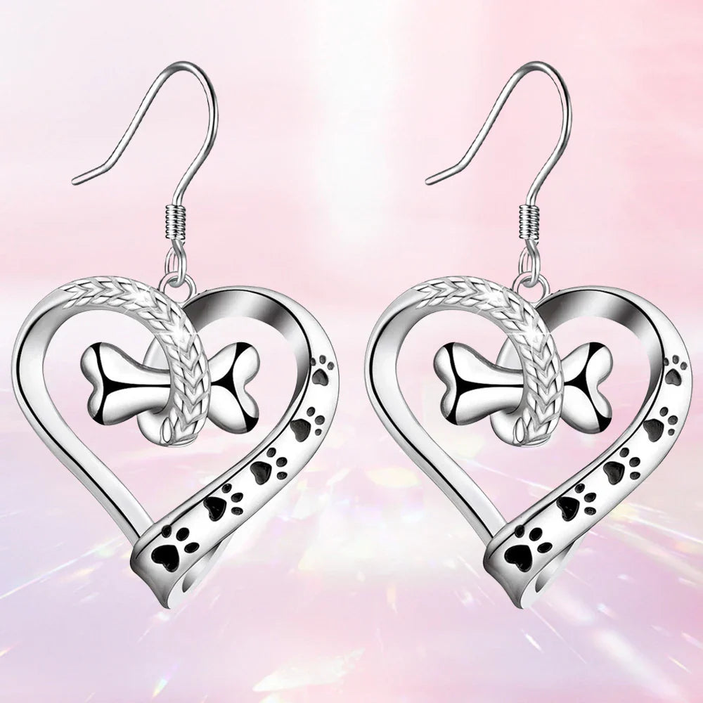 Set de Joyería de 2 Piezas con Dijes de Pata, Corazón y Hueso