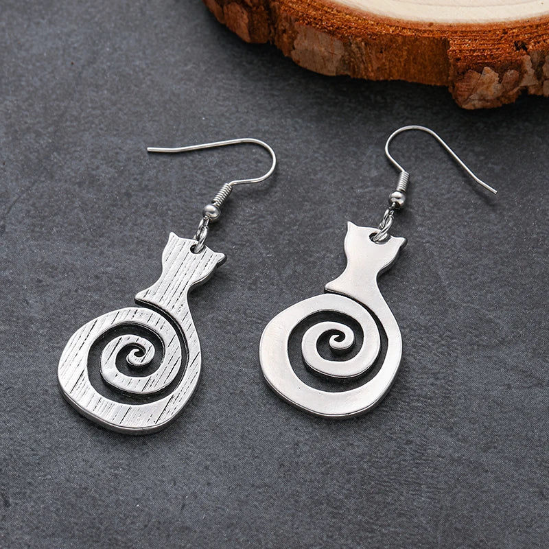 Pendientes Vintage de Gato en Espiral