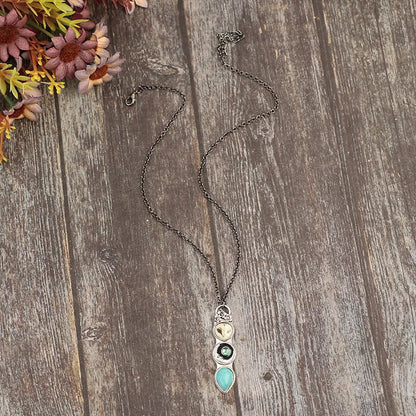 Collar Barra de la Sabiduría del Búho Turquesa