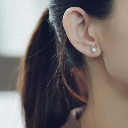 Pendientes de Reno con Perla