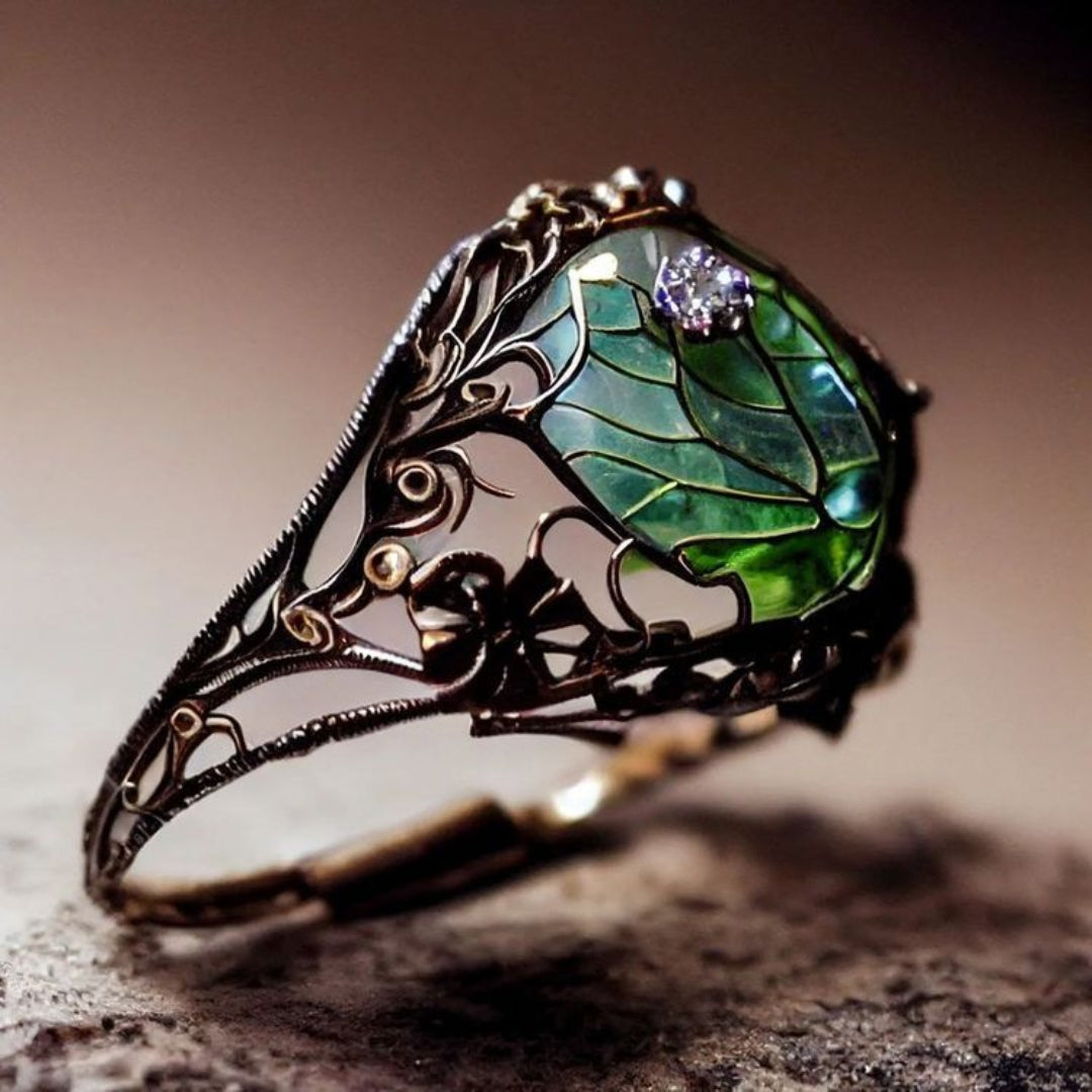 Anillo de Vidrio Verde Naturaleza