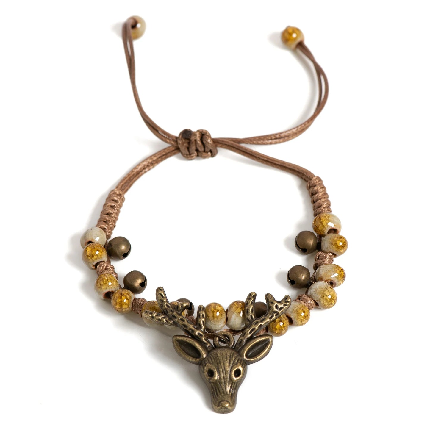Pulsera Hecha a Mano con Dije de Cervatillo de Cerámica