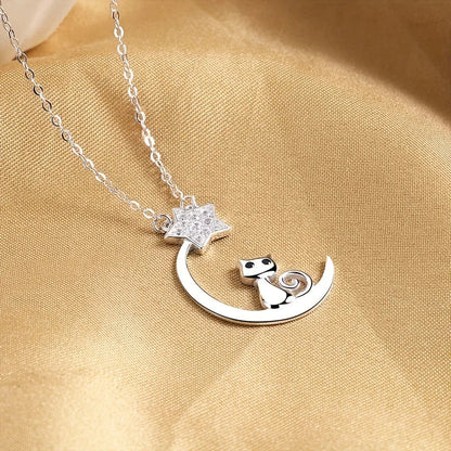 Collar de Gato, Luna y Estrella en Plata de Ley