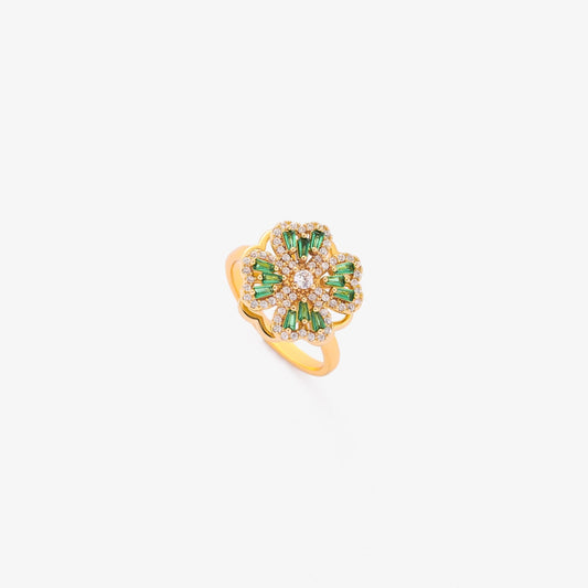 Anillo Giratorio Trébol de Esmeralda | Oro