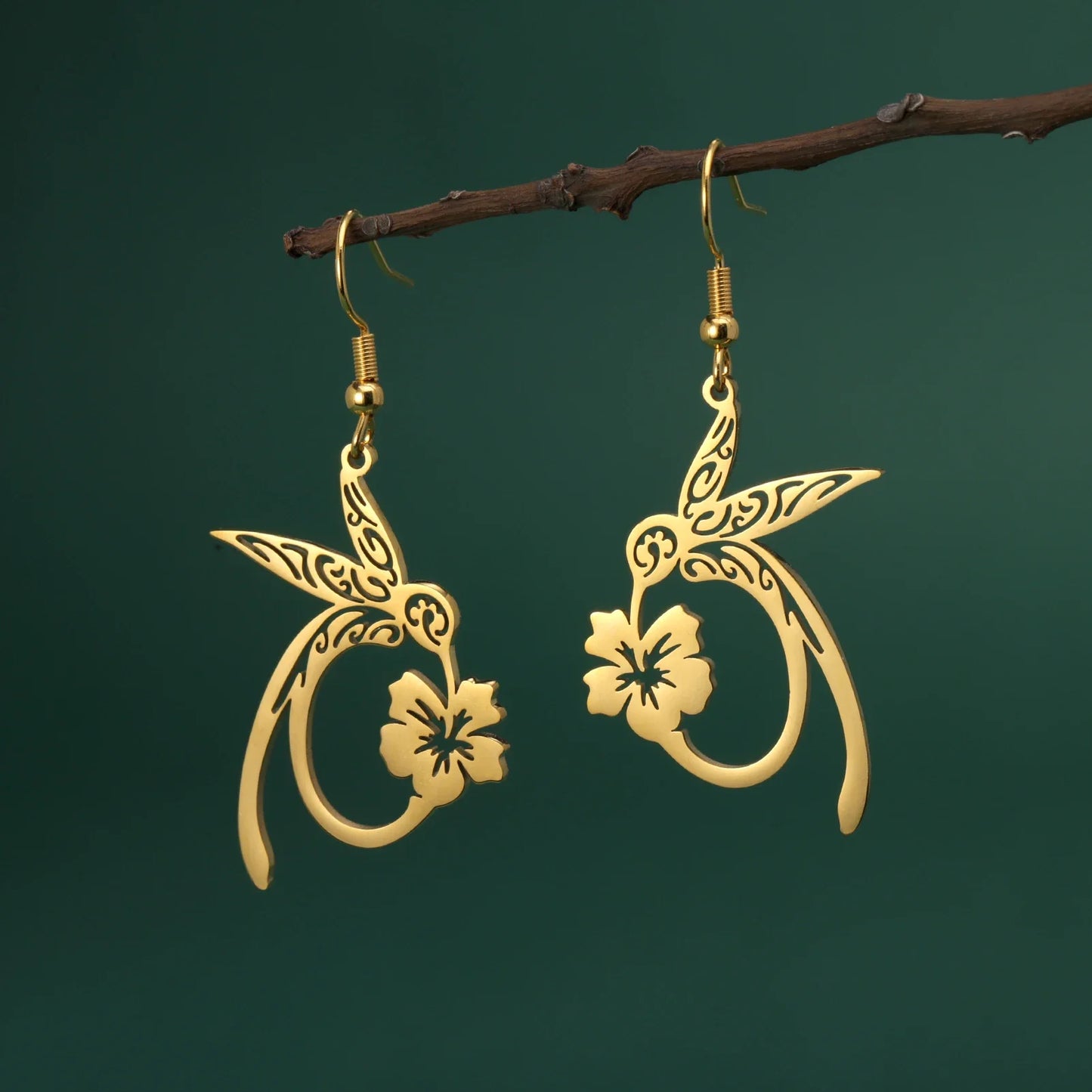 Pendientes de Colibrí del Espíritu en Acero Inoxidable