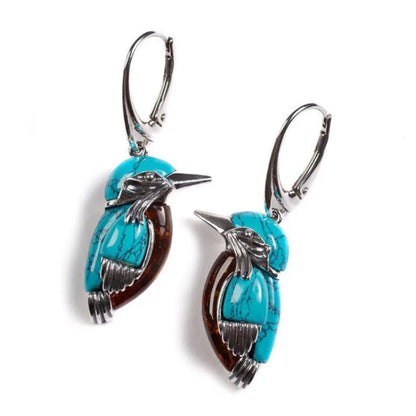 Pendientes de Colibrí Azul con Esmalte