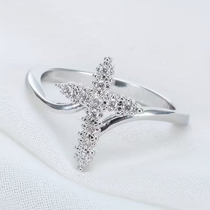 Anillo Cruz de zirconia minimalista