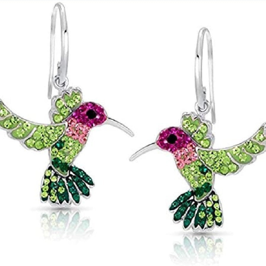 Pendientes Brillantes de Colibrí Colorido
