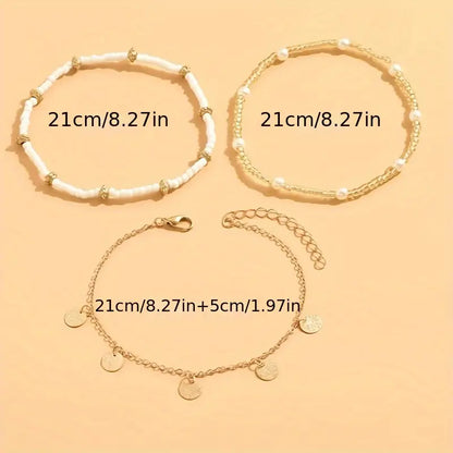 Set de Tobilleras en Capas Coastal Charm 3 Piezas | Oro