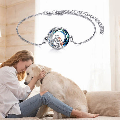 Pulsera Ajustable de Perro en Plata de Ley con Dije
