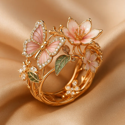 Anillo de Mariposa Brillante con Circonita Naturaleza