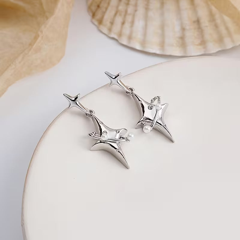 Pendientes Largos Piedra Lunar Elegantes