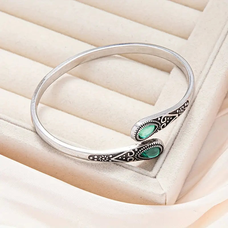 Pulsera Esmeralda Devereux | Oro Blanco