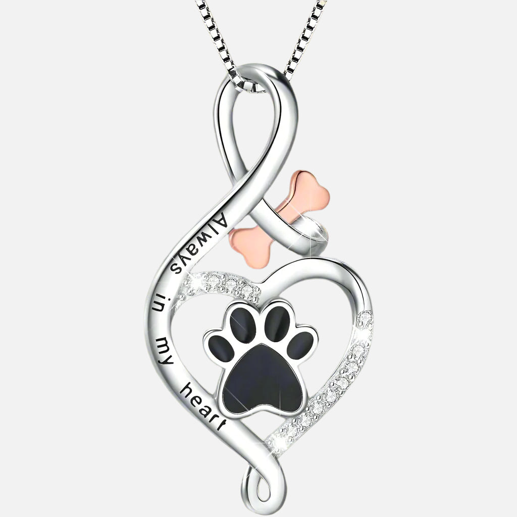 Collar de Pata de la Suerte con Corazón, Hueso e Infinito