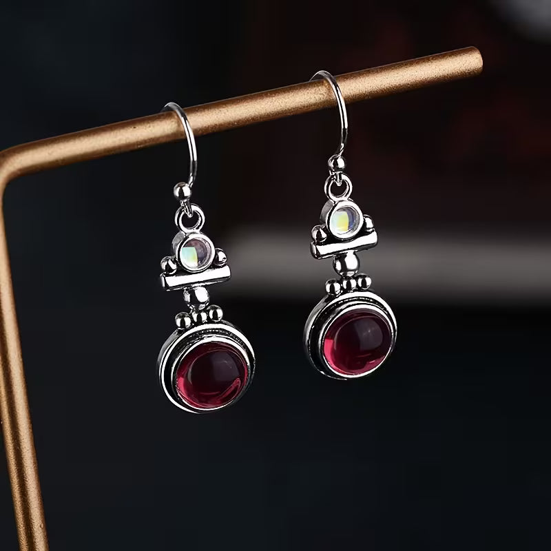 Pendientes Largos Piedra Lunar Elegantes