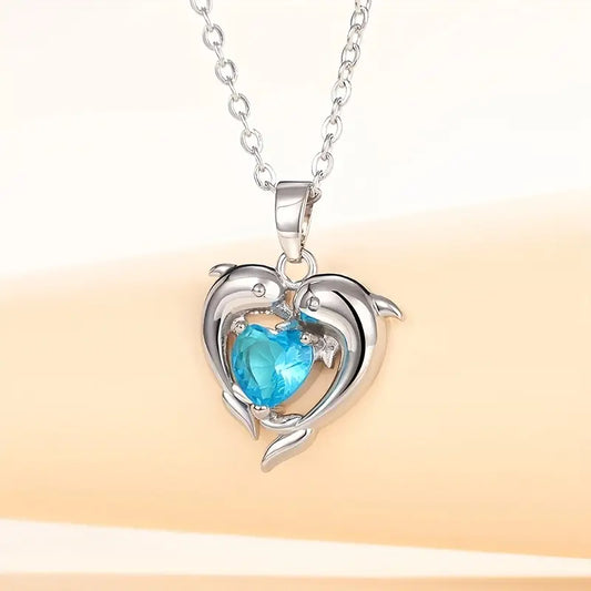 Collar Oceanheart Twins | Oro Blanco