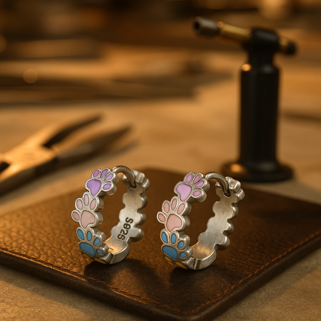 Pendientes de Patas Coloridas en Plata de Ley