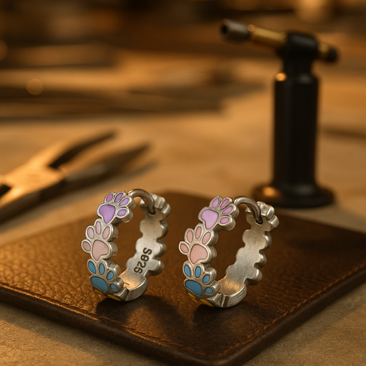 Pendientes de Patas Coloridas en Plata de Ley