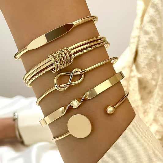 Set Pulseras Brazalete Geométrico Vintage
