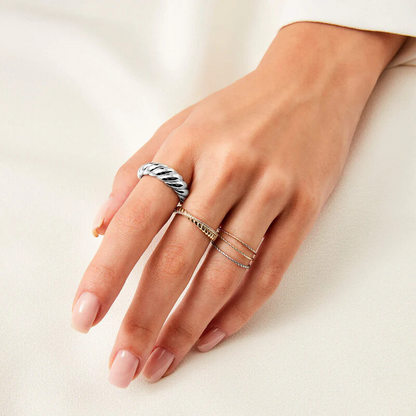 Anillo Media Luna | Oro Blanco