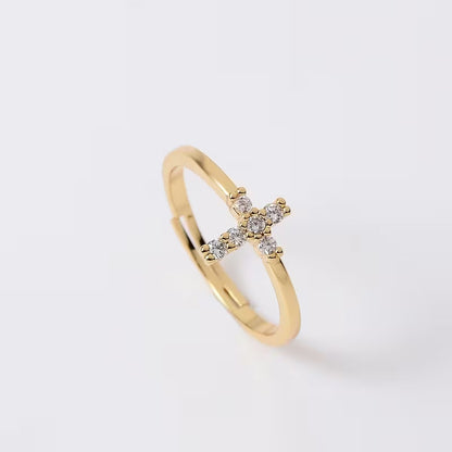 Anillo Cruz abierta de zirconia