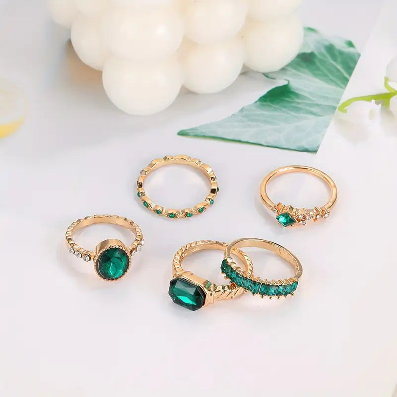 Set de Anillo de Esmeralda Exquisita Zarina | Oro