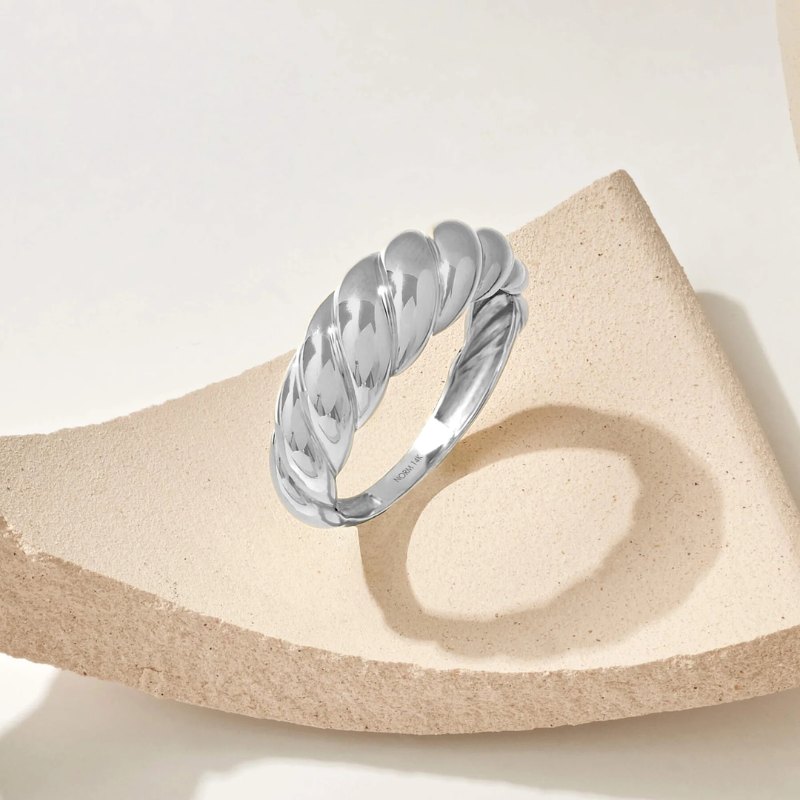 Anillo Media Luna | Oro Blanco