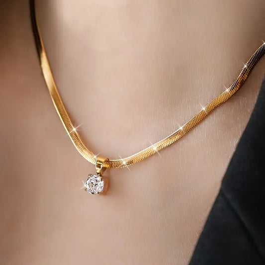 Collar de Colgante con Rhinestones Elegante | Oro