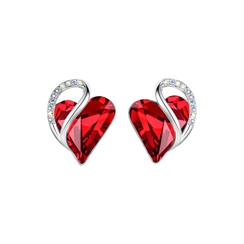 Aretes Corazón Infinito de Rubí | Oro Blanco