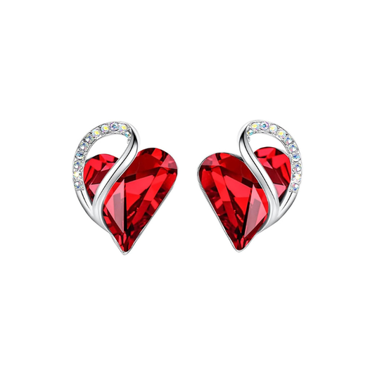 Aretes Corazón Infinito de Rubí | Oro Blanco