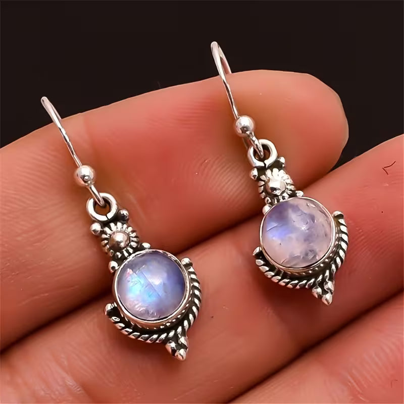 Pendientes Largos Piedra Lunar Elegantes