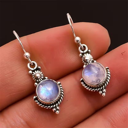 Pendientes Largos Piedra Lunar Elegantes