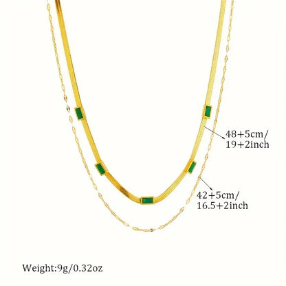 Collar Retro de Doble Capa con Gemas Sorella | Oro