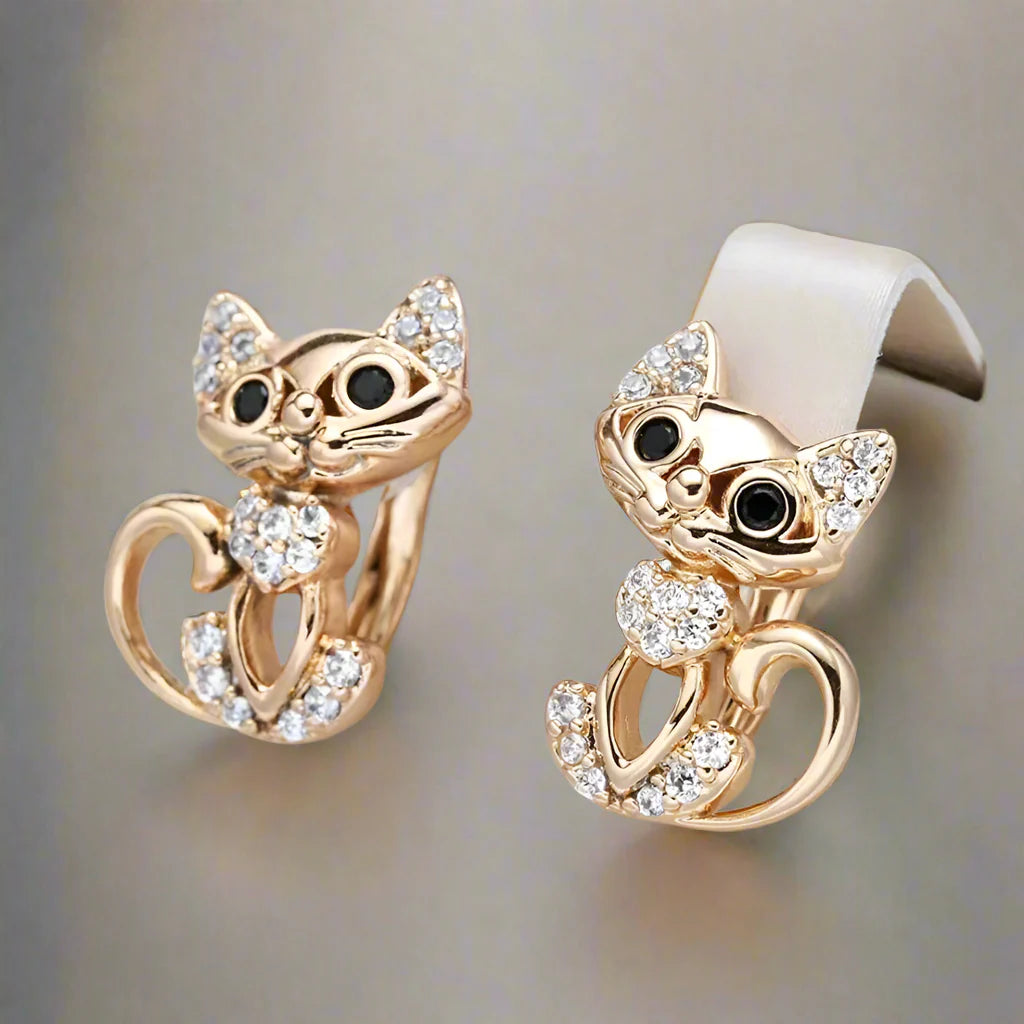 Pendientes de Gatito con Zirconia