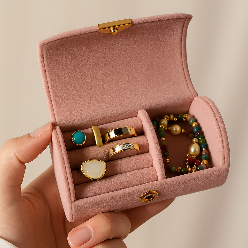 Caja de Organización de Joyería de Terciopelo