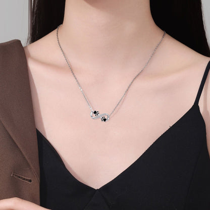 Collar de Huella de Pata con Infinito y Zirconia