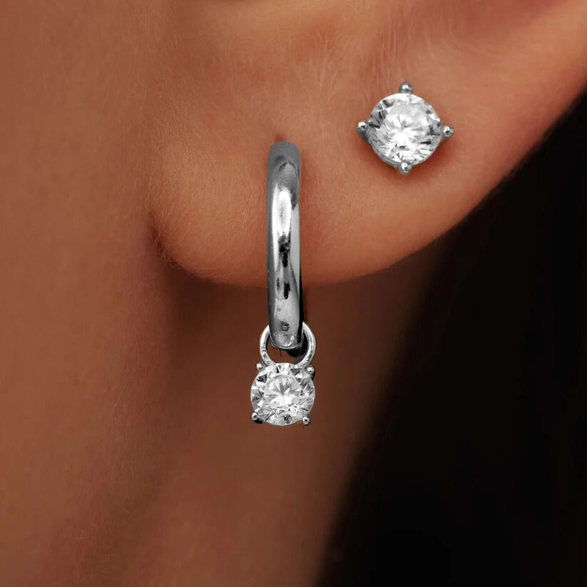 Aretes de Aro con Piedras Larmes de Lune | Oro Blanco
