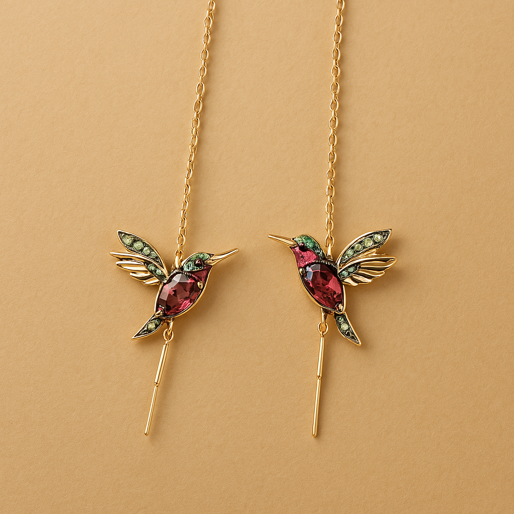 Pendientes de Colibrí con Esmalte y Zirconia