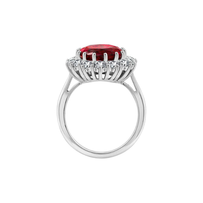 Anillo Corona Escarlata de Rubí | Oro Blanco