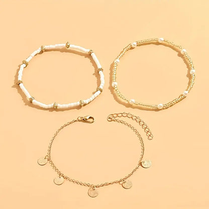Set de Tobilleras en Capas Coastal Charm 3 Piezas | Oro