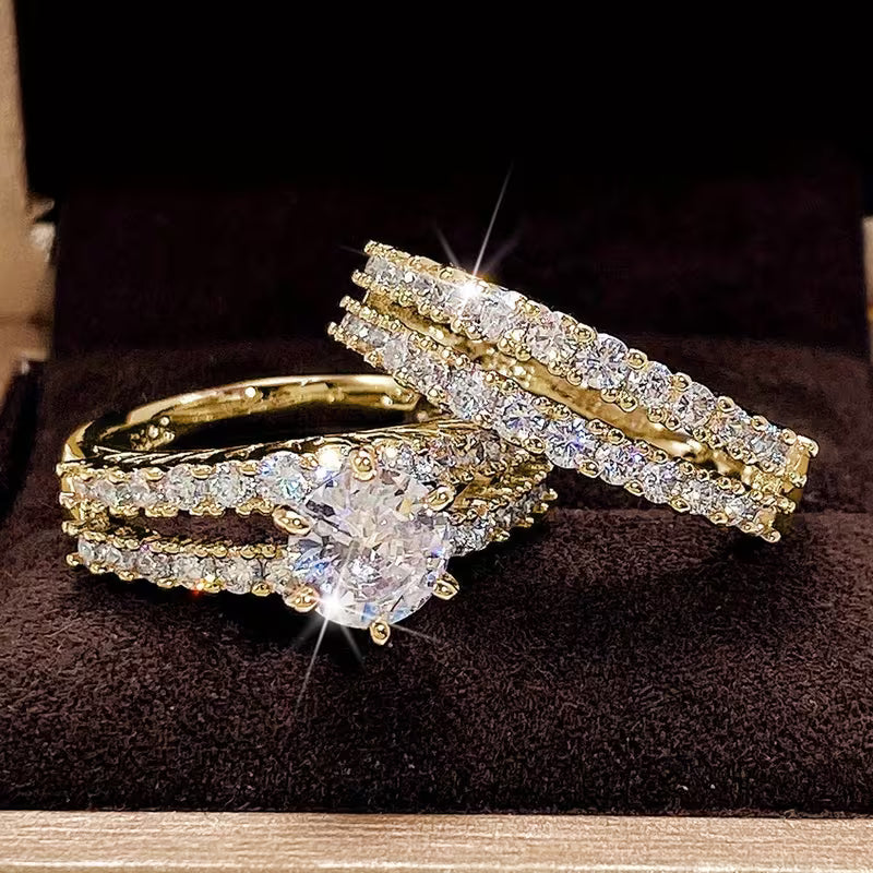 Set 2 Anillos de Boda con Zirconia