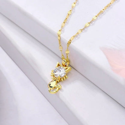Collar de gato con zirconia bañado en oro
