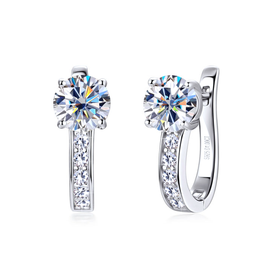Aretes Huggie Channel | Oro Blanco