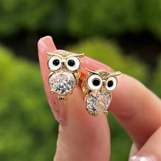 Pendientes Vintage de Búho de Cristal
