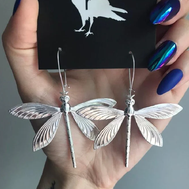 Pendientes Plateados Vintage de Libélula