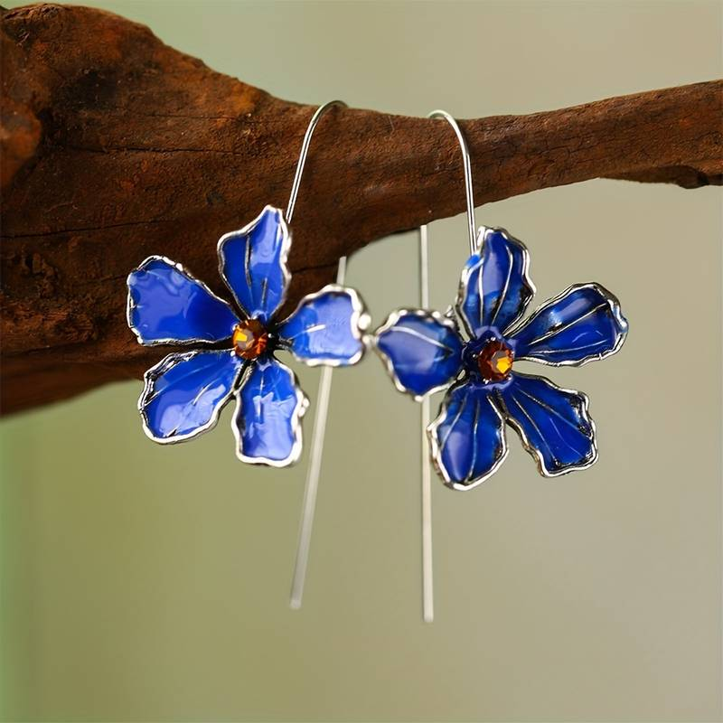 Pendientes Vintage de Flor Azul