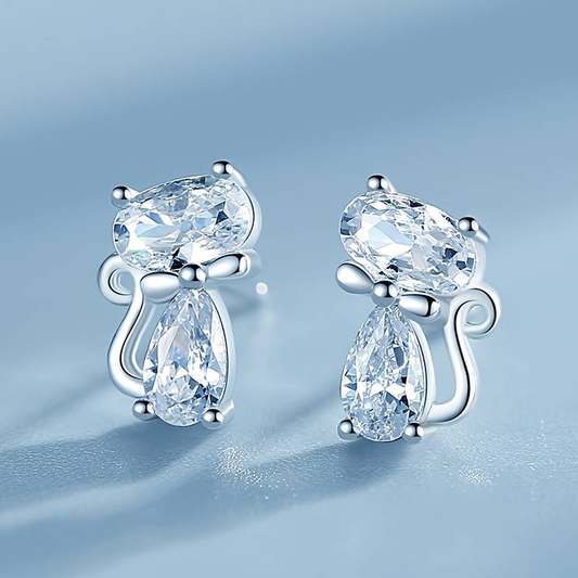 Pendientes Vintage de Gato con Zirconia